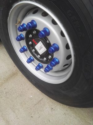 Nakladki na śruby z ala nakrętką 32 mm kolor niebieski